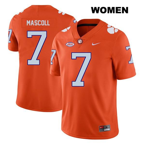 Women's Clemson Tigers #7 Justin Mascoll Stitched Orange Legend Authentic Nike NCAA College Football Jersey CVF1346CK